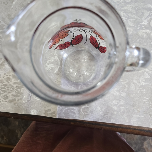 Italian Floral Glass Pitcher with Red and Orange Design - Picture 4 of 4